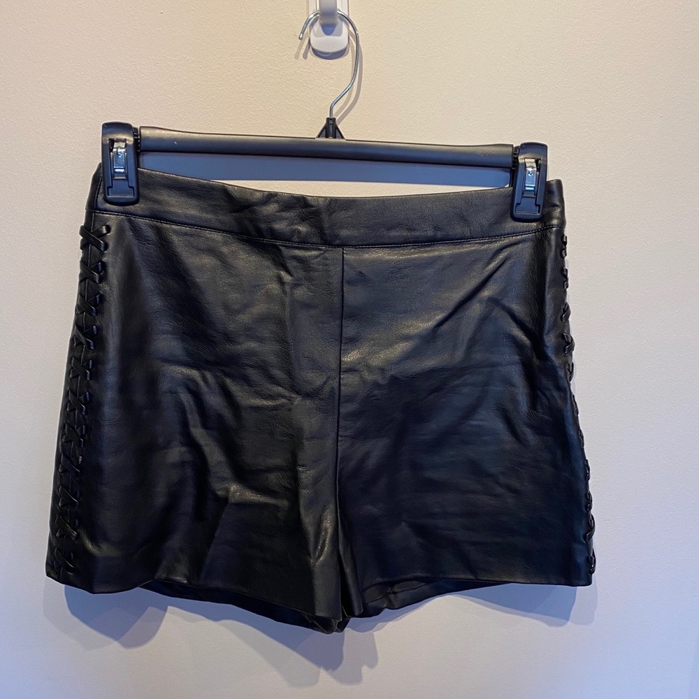Topshop Tall Black Vegan Leather Shorts